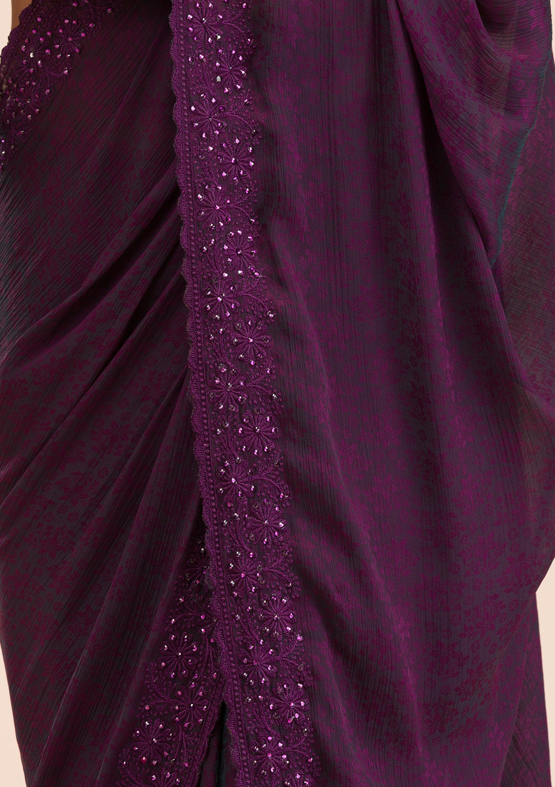 Wine Stonework Georgette Saree-Koskii