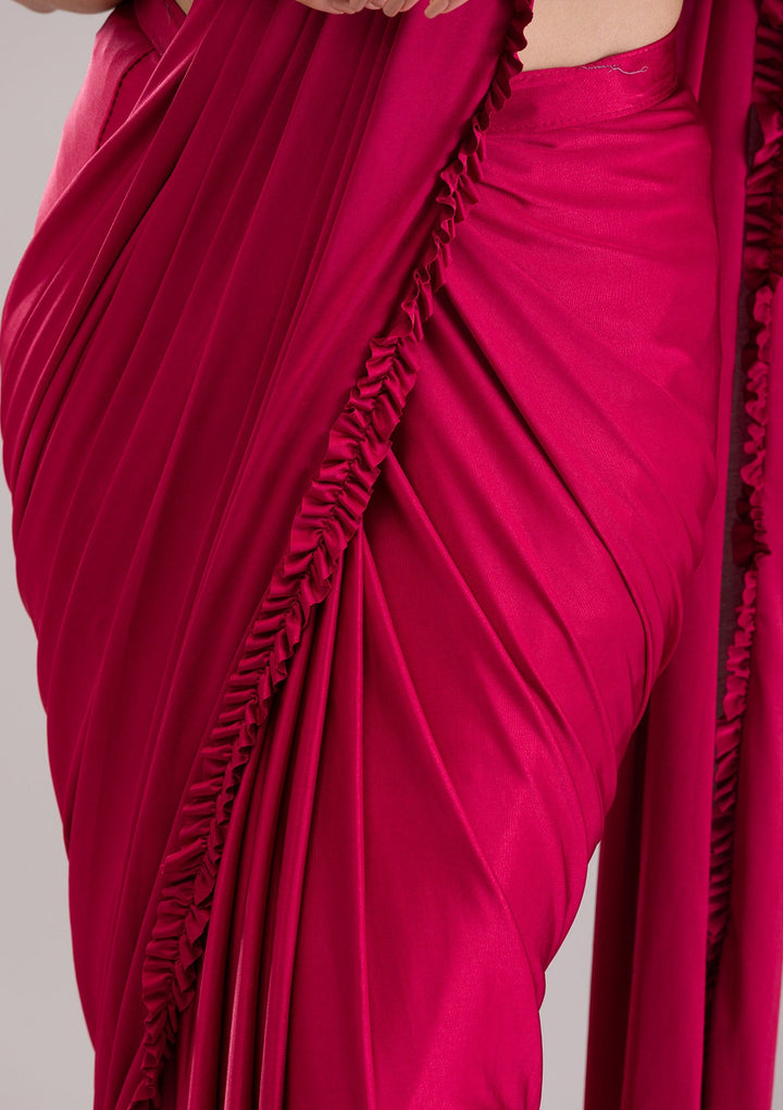 Maroon Stonework Lycra Saree-Koskii