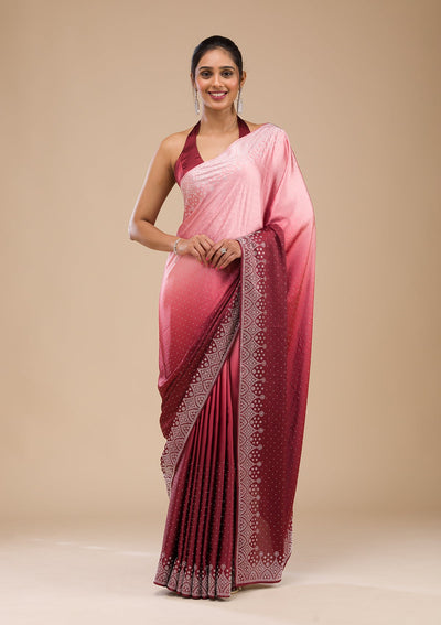 Maroon Stonework Satin Saree