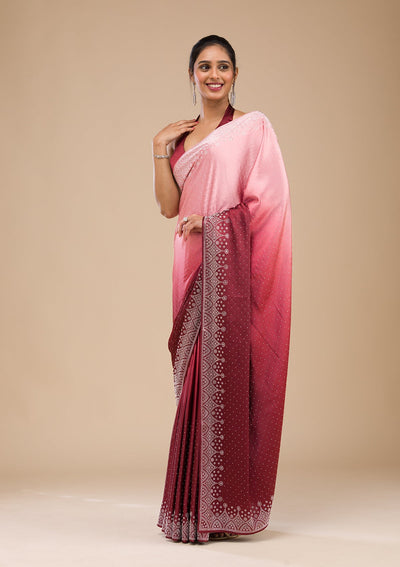 Maroon Stonework Satin Saree