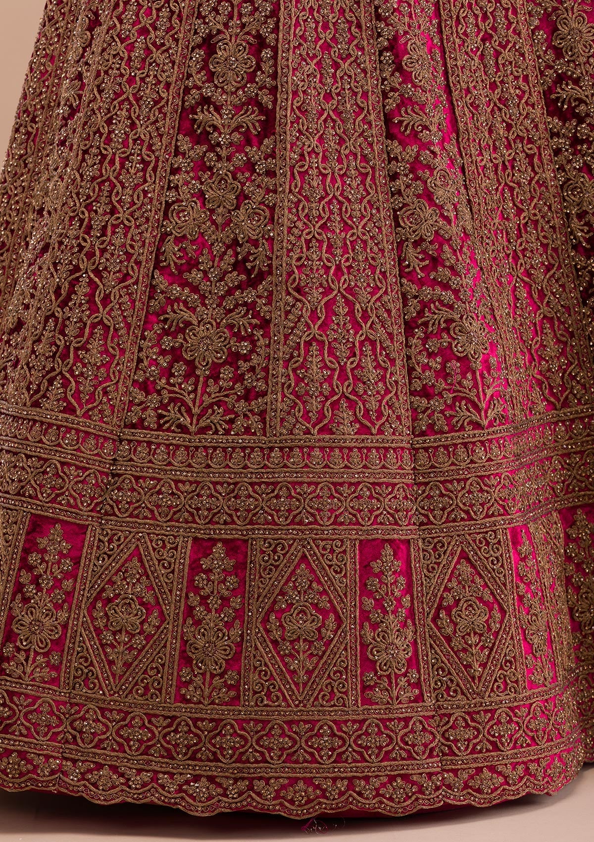 Maroon Stonework Velvet Readymade Lehenga-Koskii