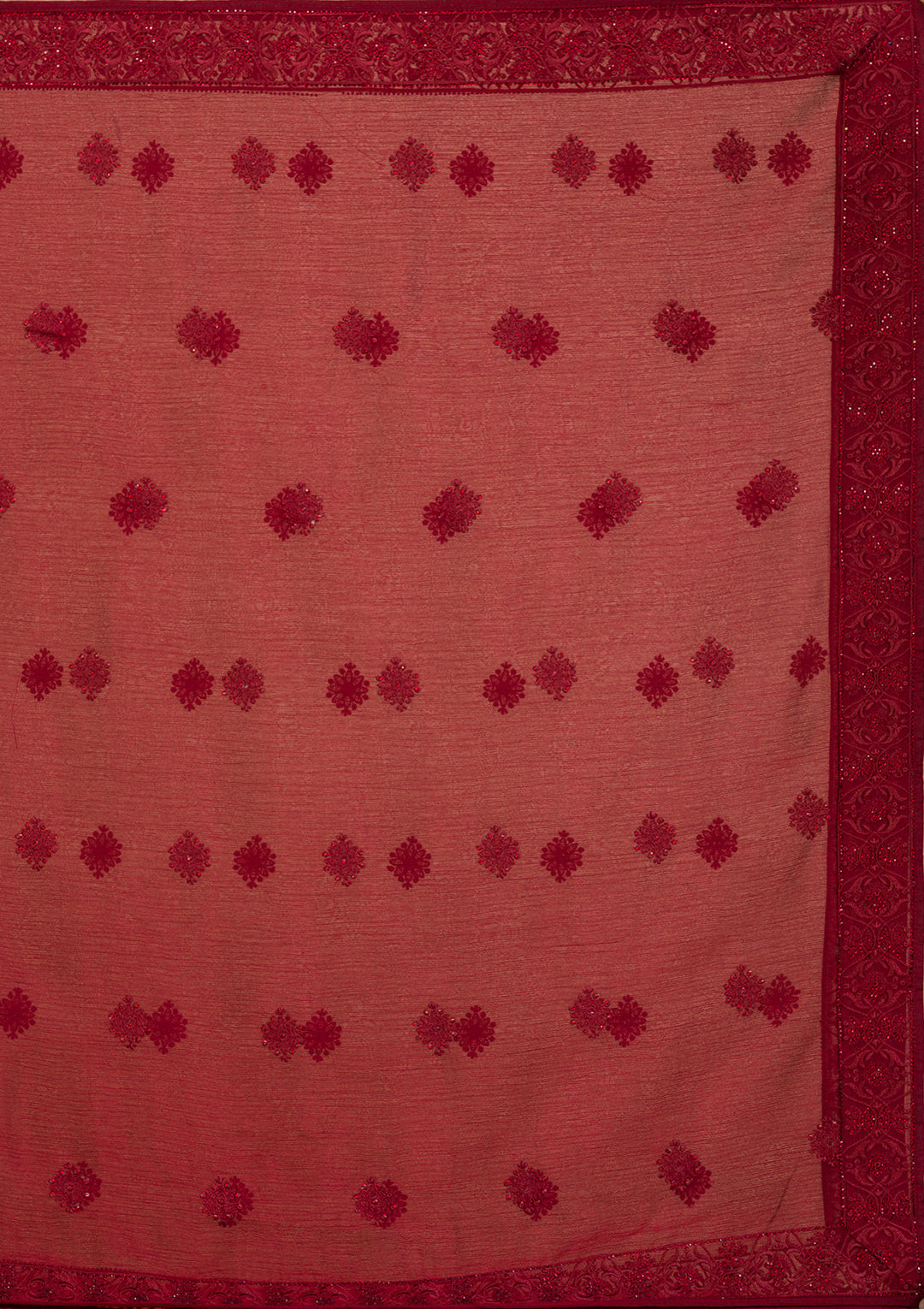 Maroon Swarovski Chiffon Readymade Anarkali Suit-Koskii