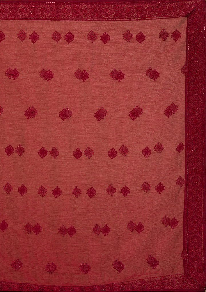 Maroon Swarovski Chiffon Readymade Anarkali Suit-Koskii
