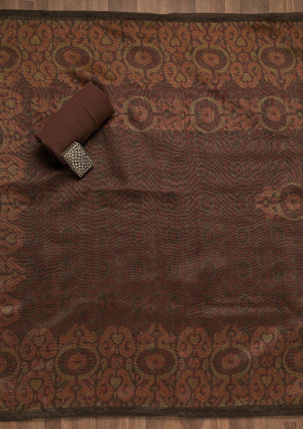 Maroon Threadwork Chanderi Unstitched Salwar Suit-Koskii