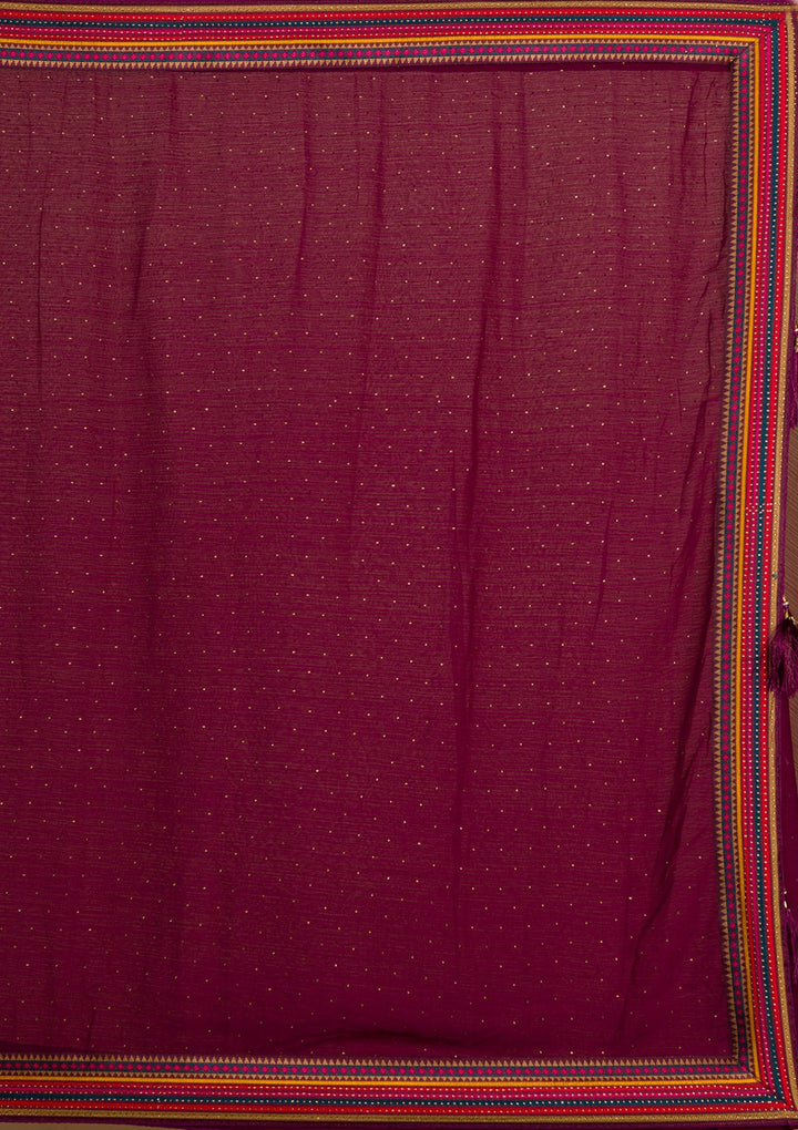 Maroon Threadwork Georgette Saree-Koskii