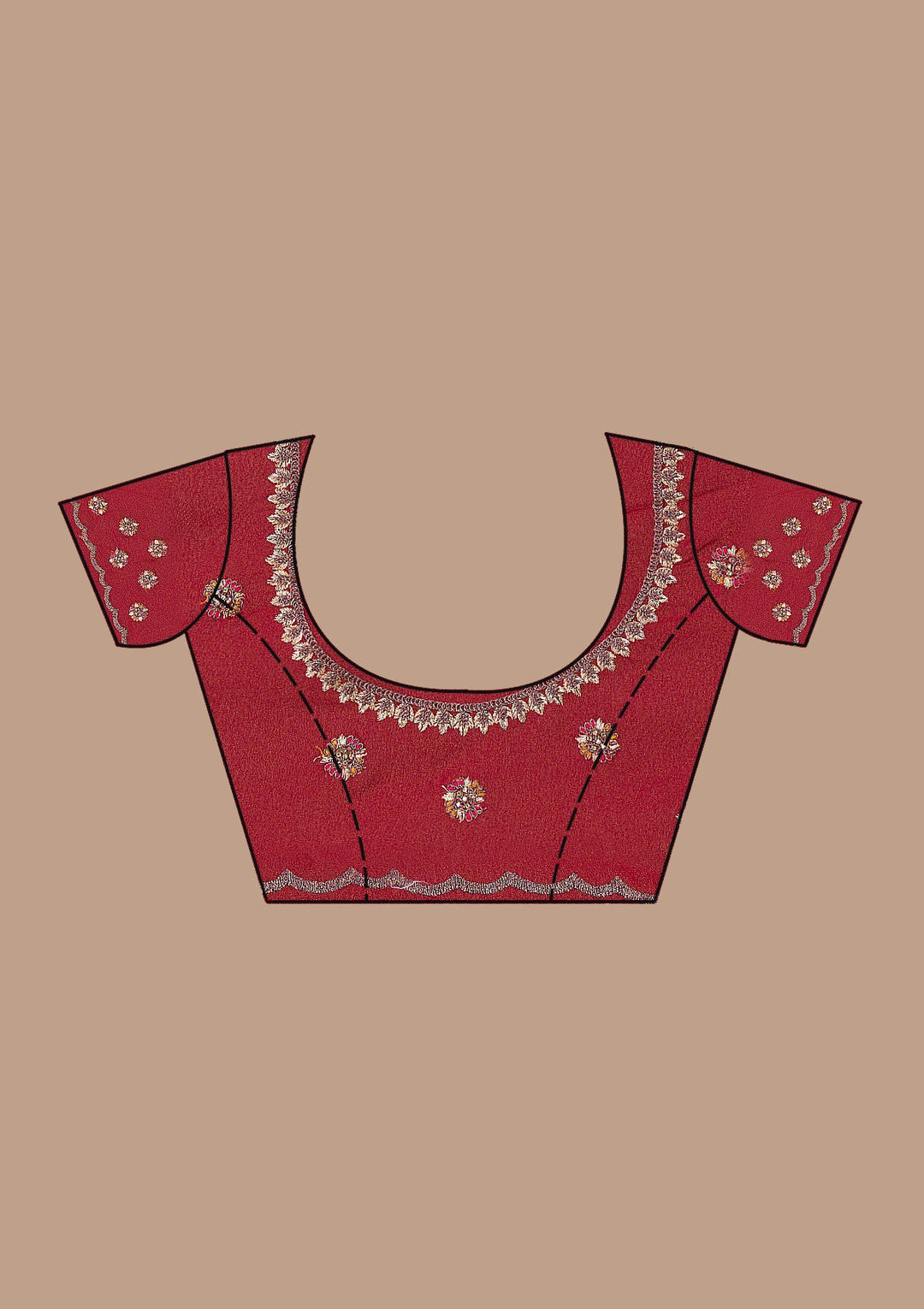 Maroon Threadwork Georgette Saree-Koskii