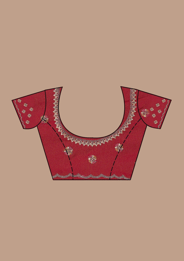 Maroon Threadwork Georgette Saree-Koskii