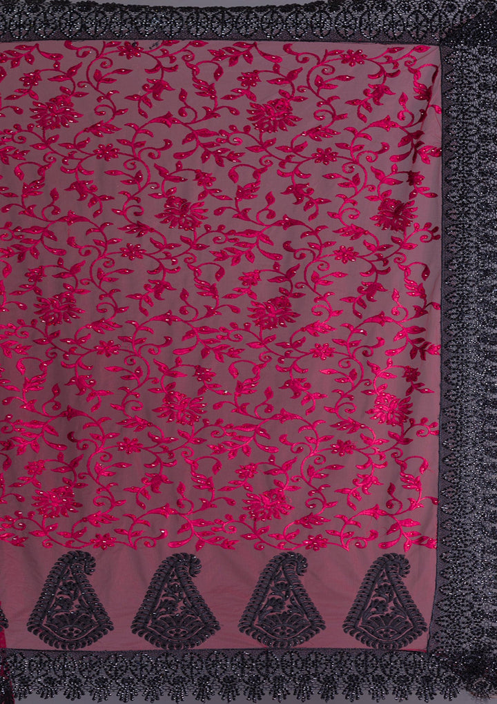 Lavender Stonework Crepe Designer Saree-Koskii