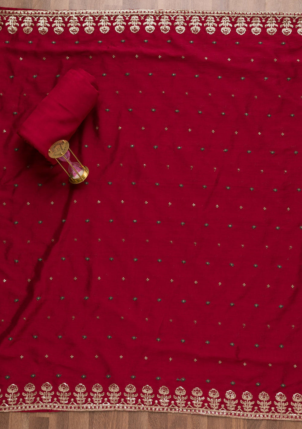 Maroon Threadwork Semi Crepe Unstitched Salwar Suit-Koskii