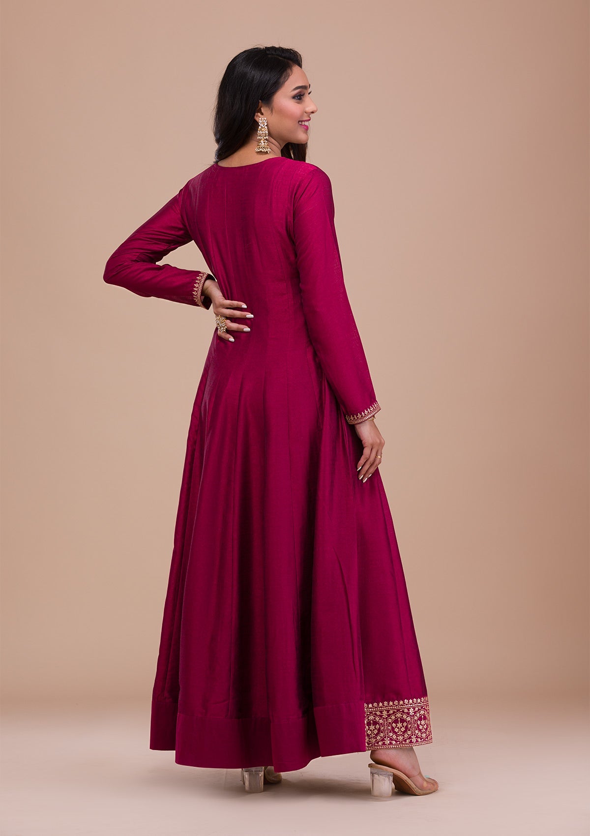 Maroon Zariwork Art Silk Readymade Sharara Kameez