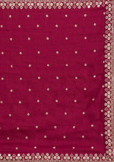 Maroon Zariwork Art Silk Readymade Salwar Suit-Koskii