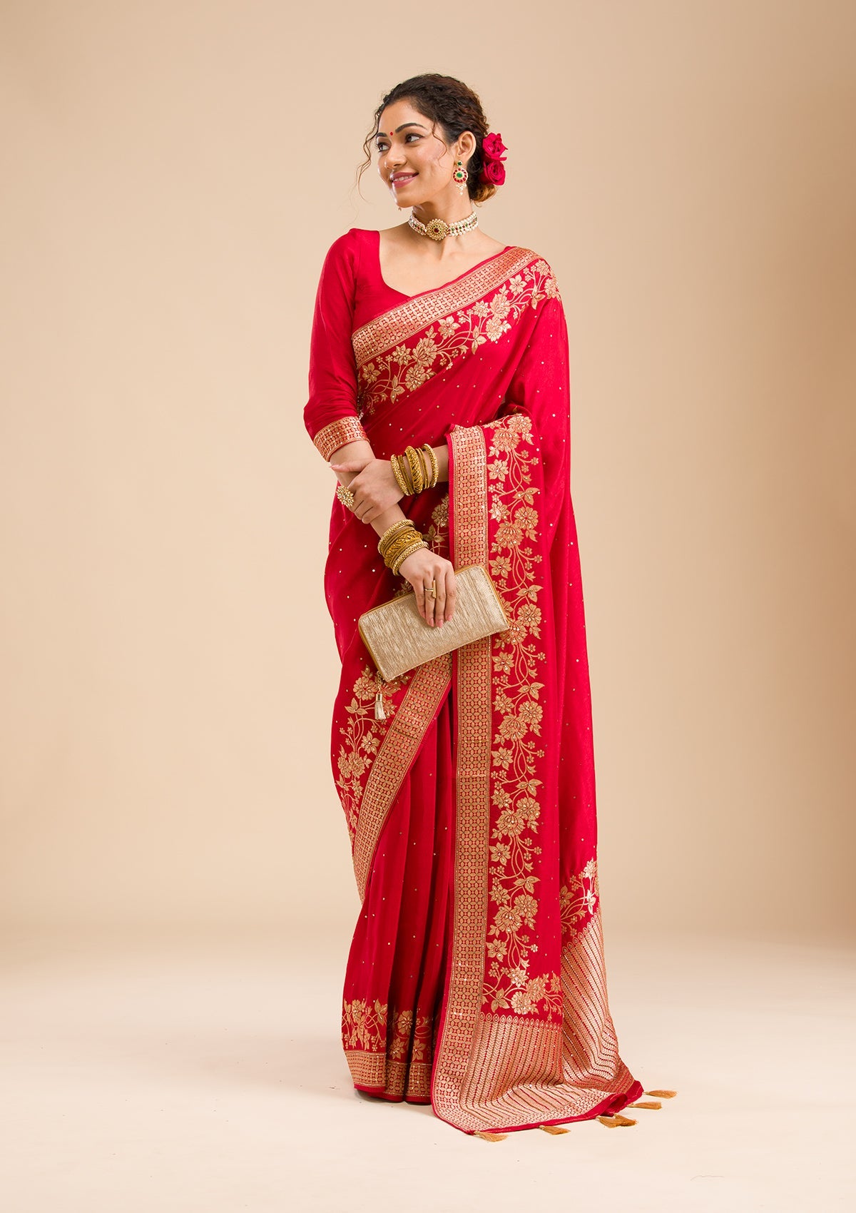 Maroon Zariwork Banarasi Silk Saree-Koskii