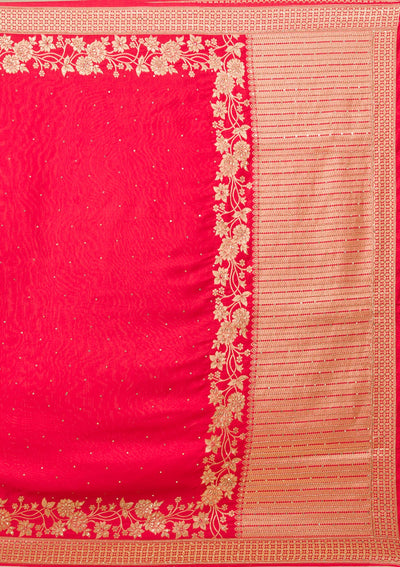 Maroon Zariwork Banarasi Silk Saree-Koskii