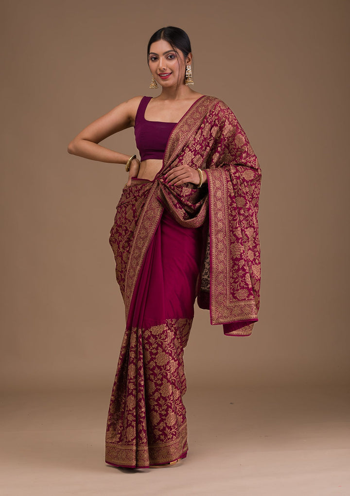 Maroon Zariwork Georgette Saree-Koskii