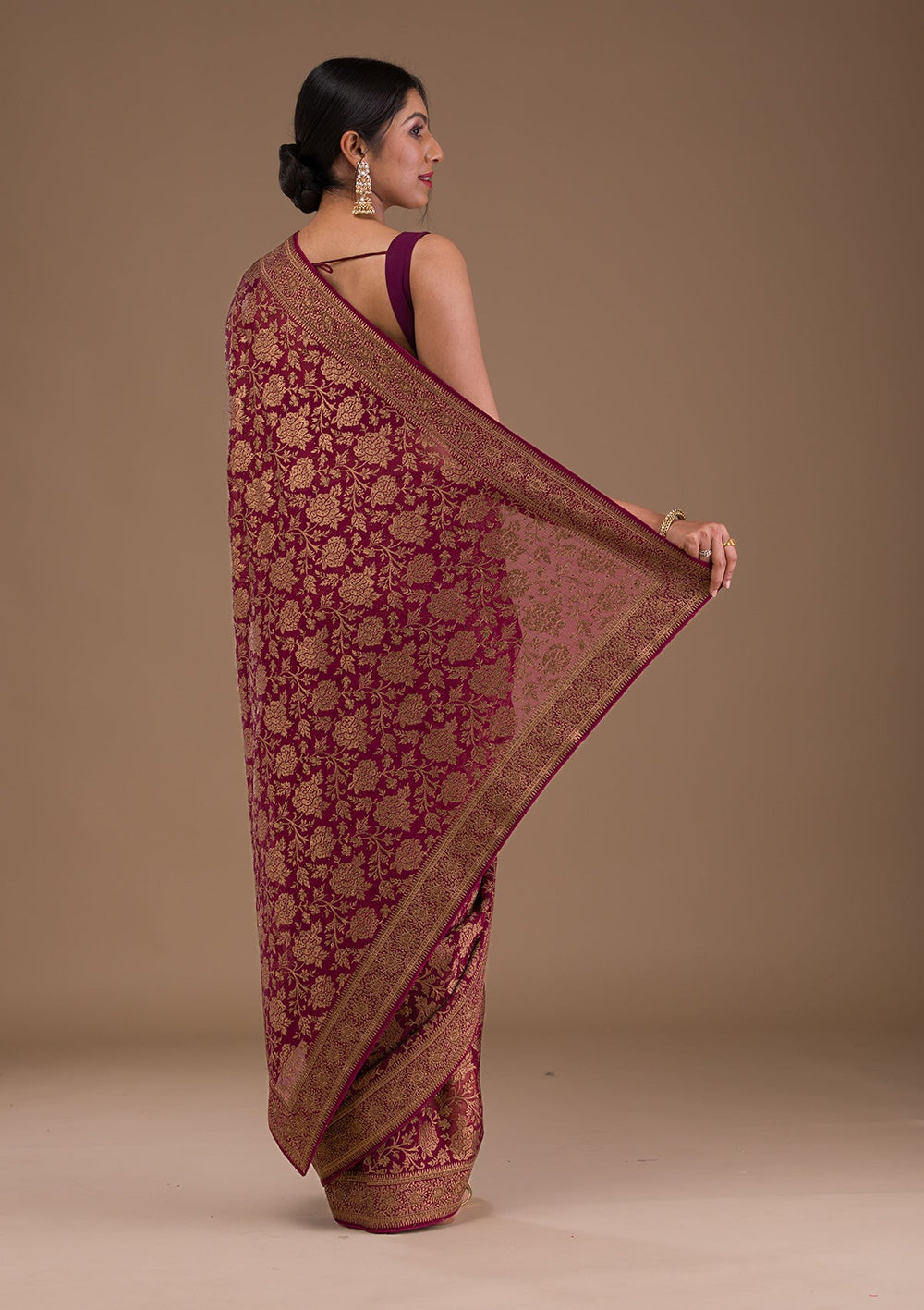 Maroon Zariwork Georgette Saree-Koskii