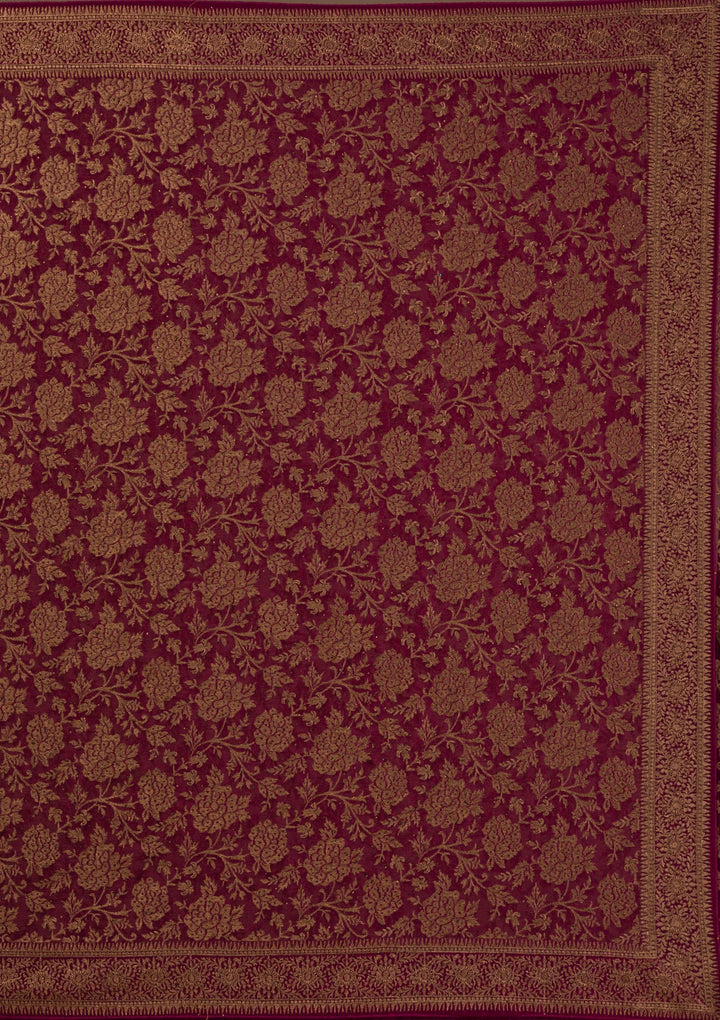 Maroon Zariwork Georgette Saree-Koskii