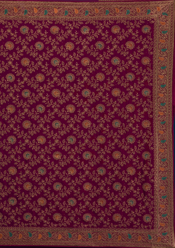 Maroon Zariwork Georgette Saree-Koskii
