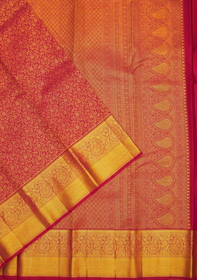 Maroon Zariwork Pure Silk Saree-Koskii