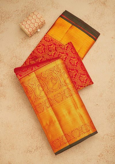 Maroon Zariwork Pure Silk Saree-Koskii