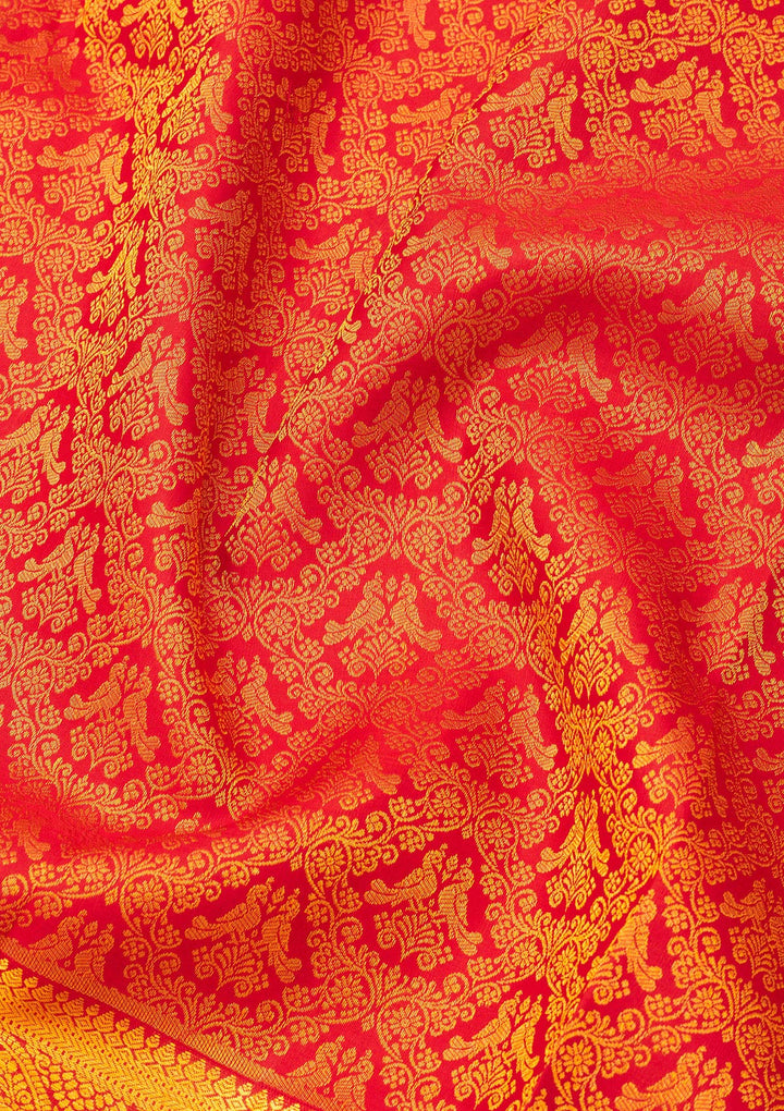 Maroon Zariwork Pure Silk Saree-Koskii