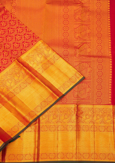 Maroon Zariwork Pure Silk Saree-Koskii