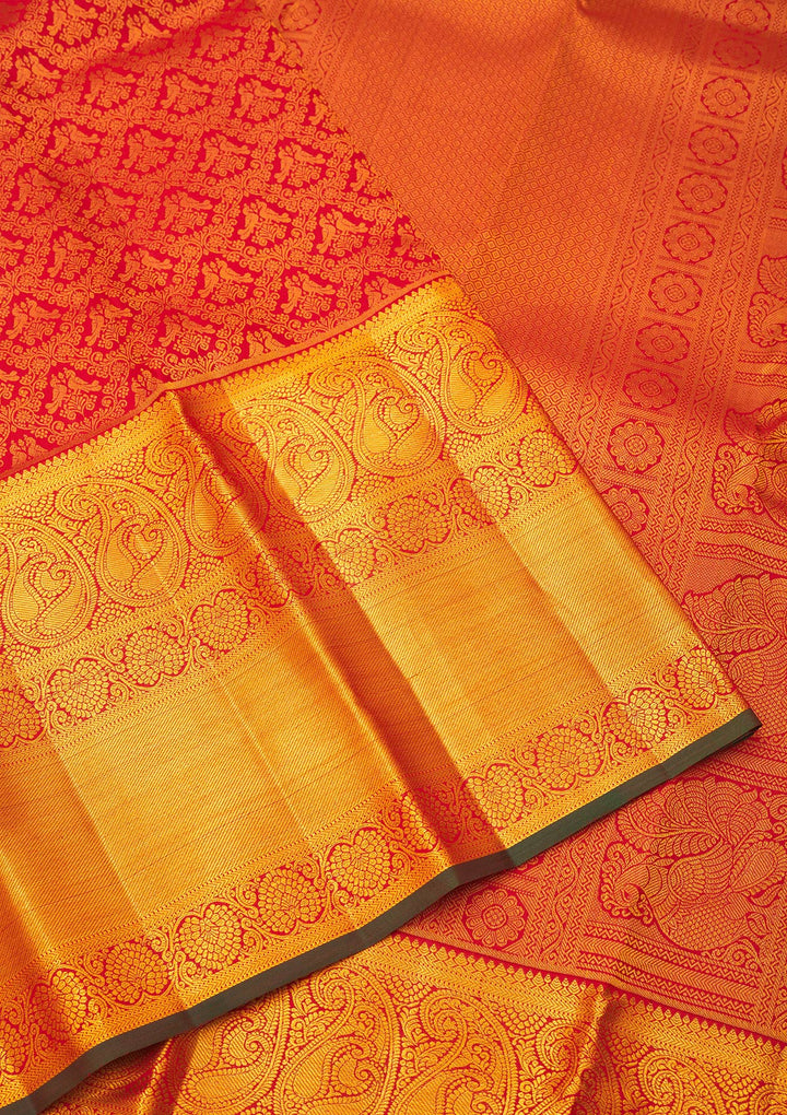 Maroon Zariwork Pure Silk Saree-Koskii