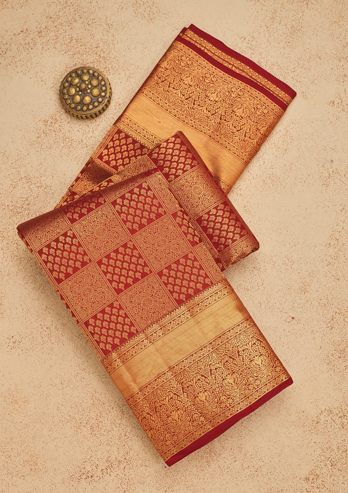 Maroon Zariwork Pure Silk Saree-Koskii