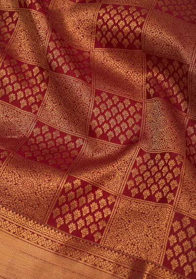 Maroon Zariwork Pure Silk Saree-Koskii