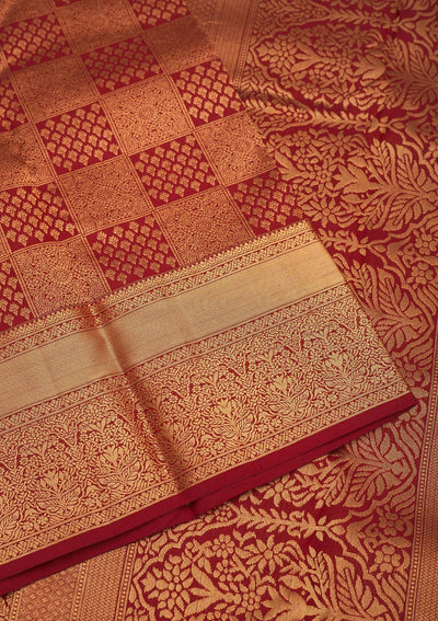 Maroon Zariwork Pure Silk Saree-Koskii