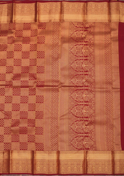 Maroon Zariwork Pure Silk Saree-Koskii