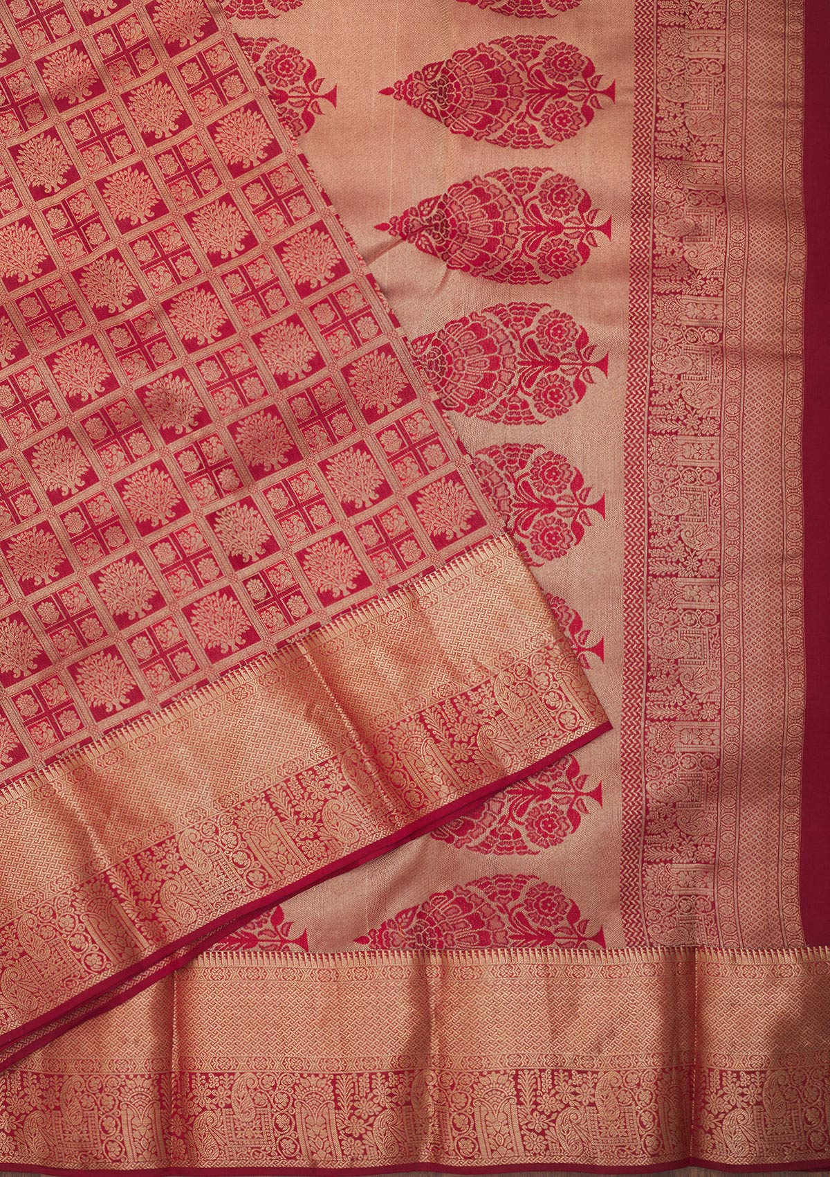 Maroon Zariwork Pure Silk Saree