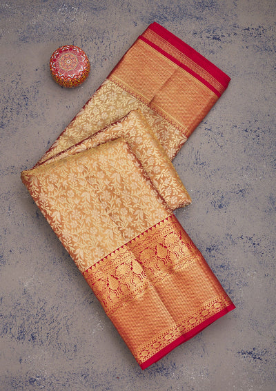 Maroon Zariwork Pure Silk Saree-Koskii