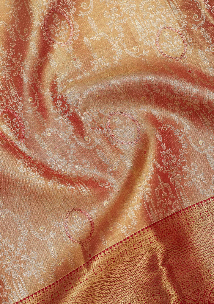 Maroon Zariwork Pure Silk Saree-Koskii