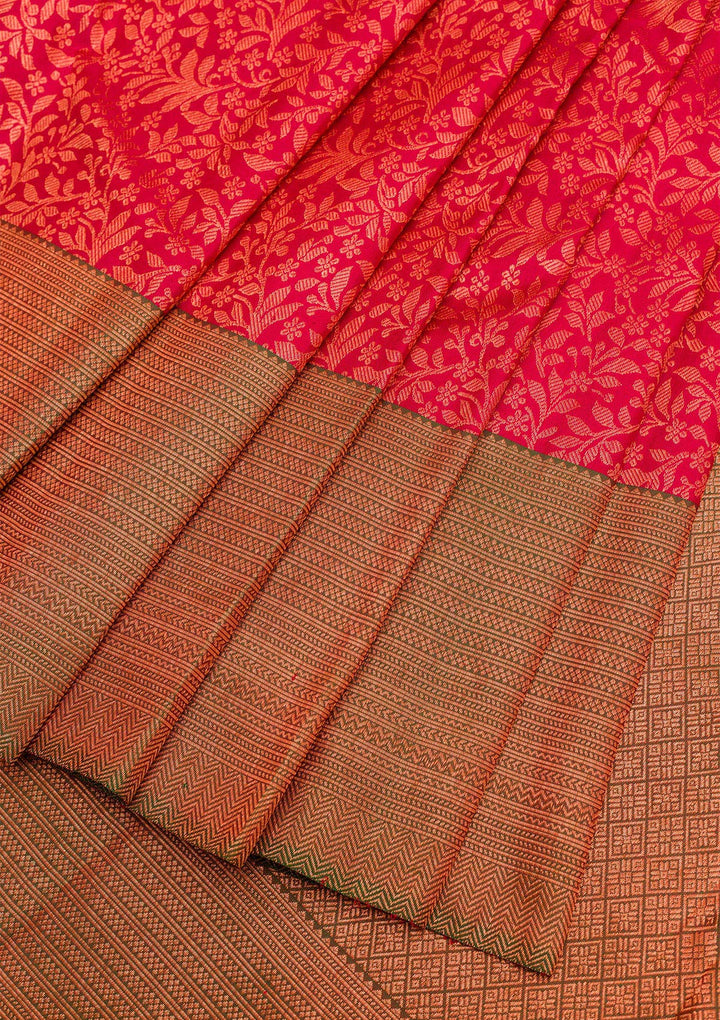 Maroon Zariwork Pure Silk Saree-Koskii
