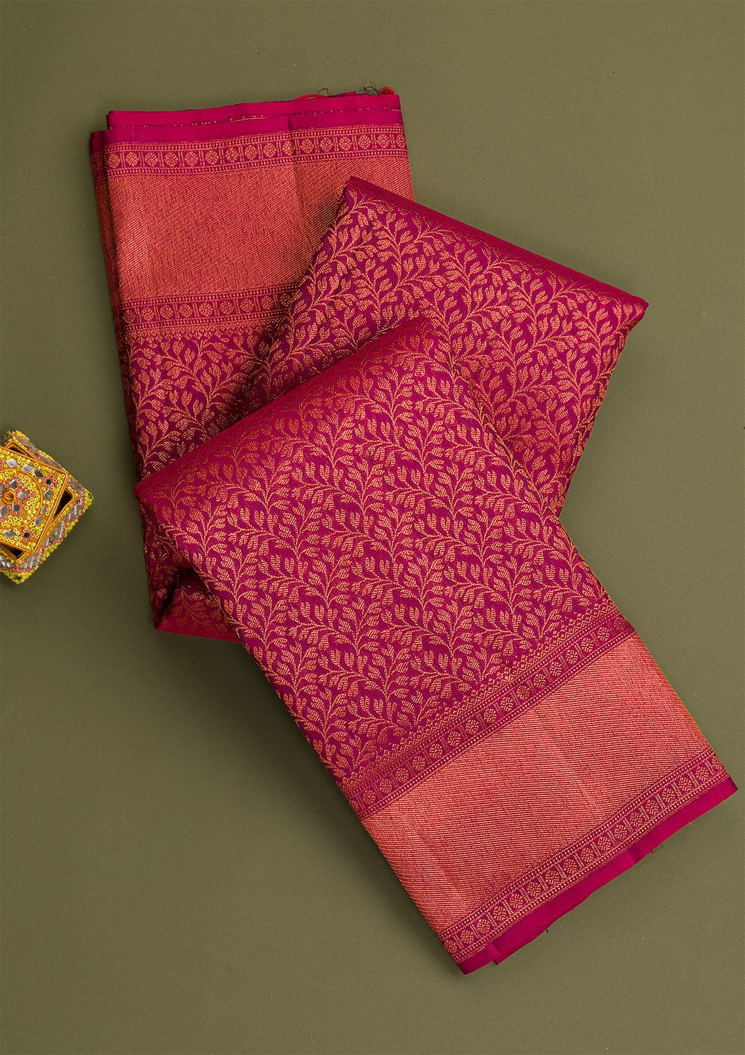 Maroon Copper Zariwork Pure Silk Saree - Koskii