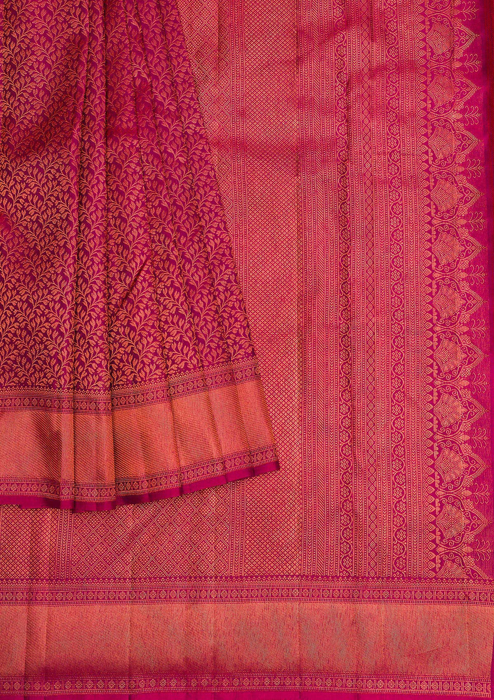 Maroon Copper Zariwork Pure Silk Saree - Koskii