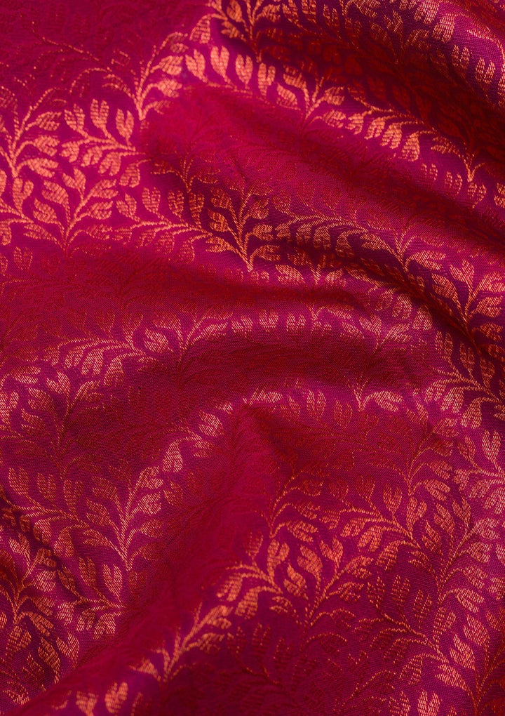 Maroon Copper Zariwork Pure Silk Saree - Koskii
