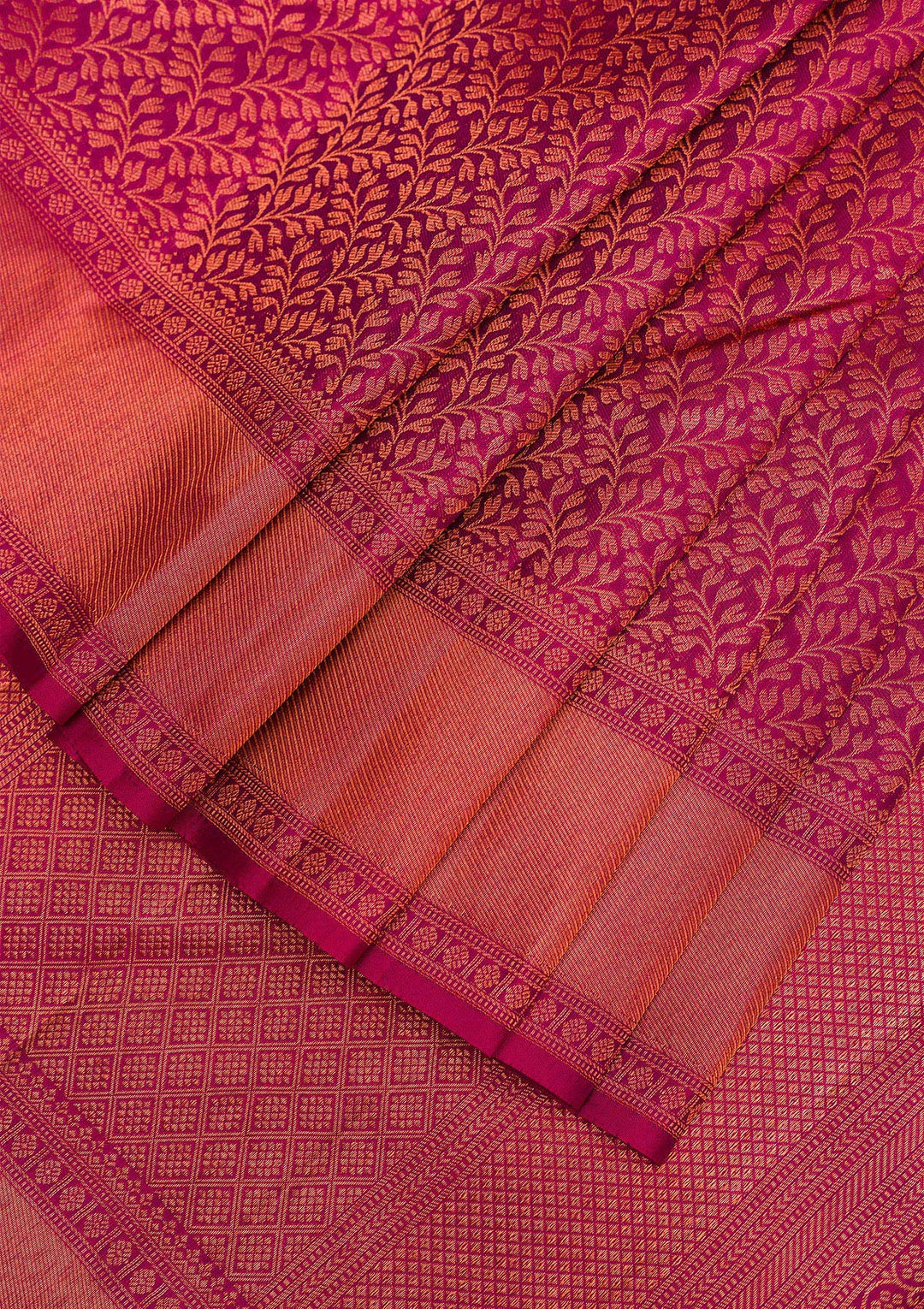 Maroon Copper Zariwork Pure Silk Saree - Koskii