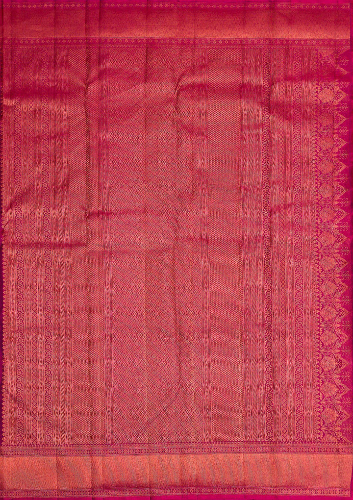 Maroon Copper Zariwork Pure Silk Saree - Koskii