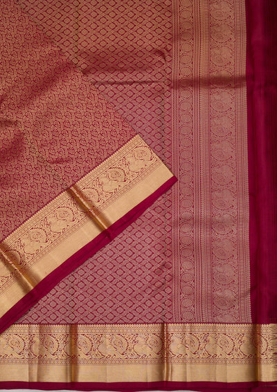 Maroon Zariwork Pure Silk Saree-Koskii