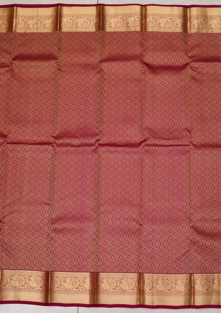 Maroon Zariwork Pure Silk Saree-Koskii