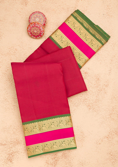 Maroon Zariwork Pure Silk Saree-Koskii