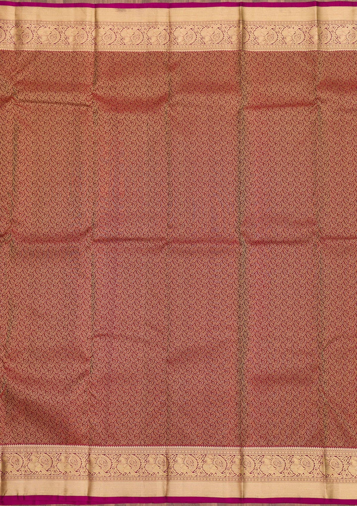 Maroon Zariwork Pure Silk Saree-Koskii