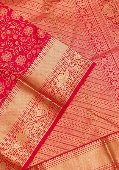 Maroon Zariwork Pure Silk Saree-Koskii