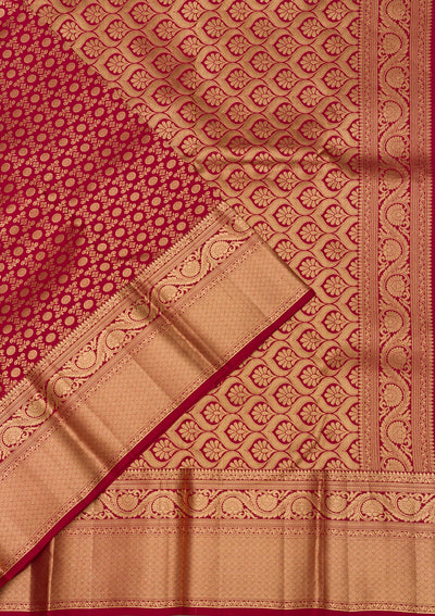 Maroon Zariwork Pure Silk Saree-Koskii