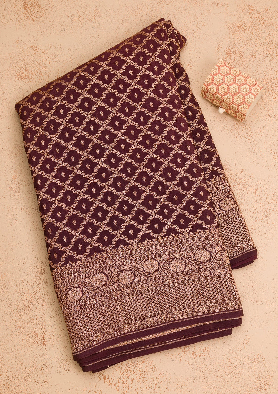 Maroon Zariwork Pure Silk Saree-Koskii