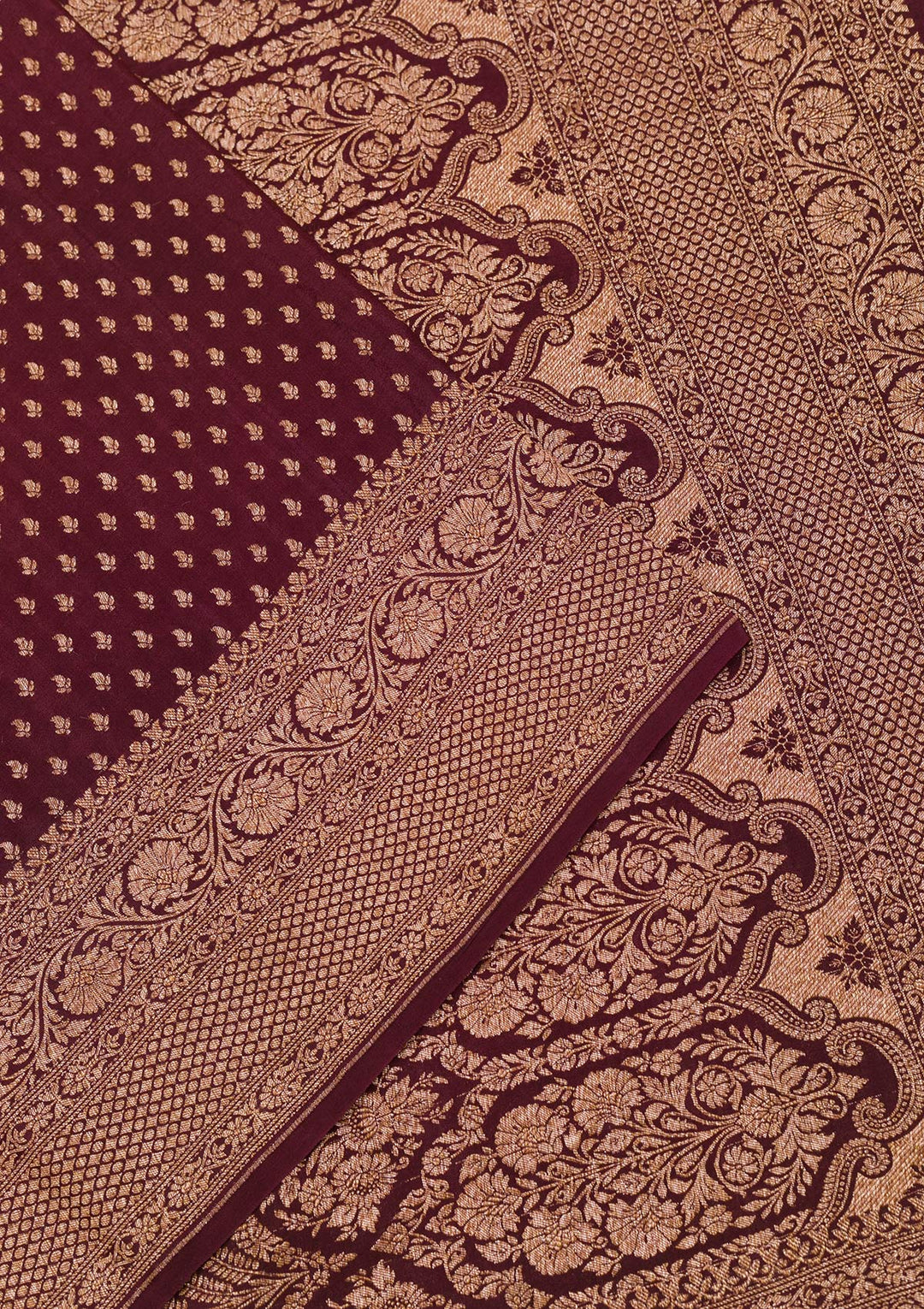 Maroon Zariwork Pure Silk Saree-Koskii