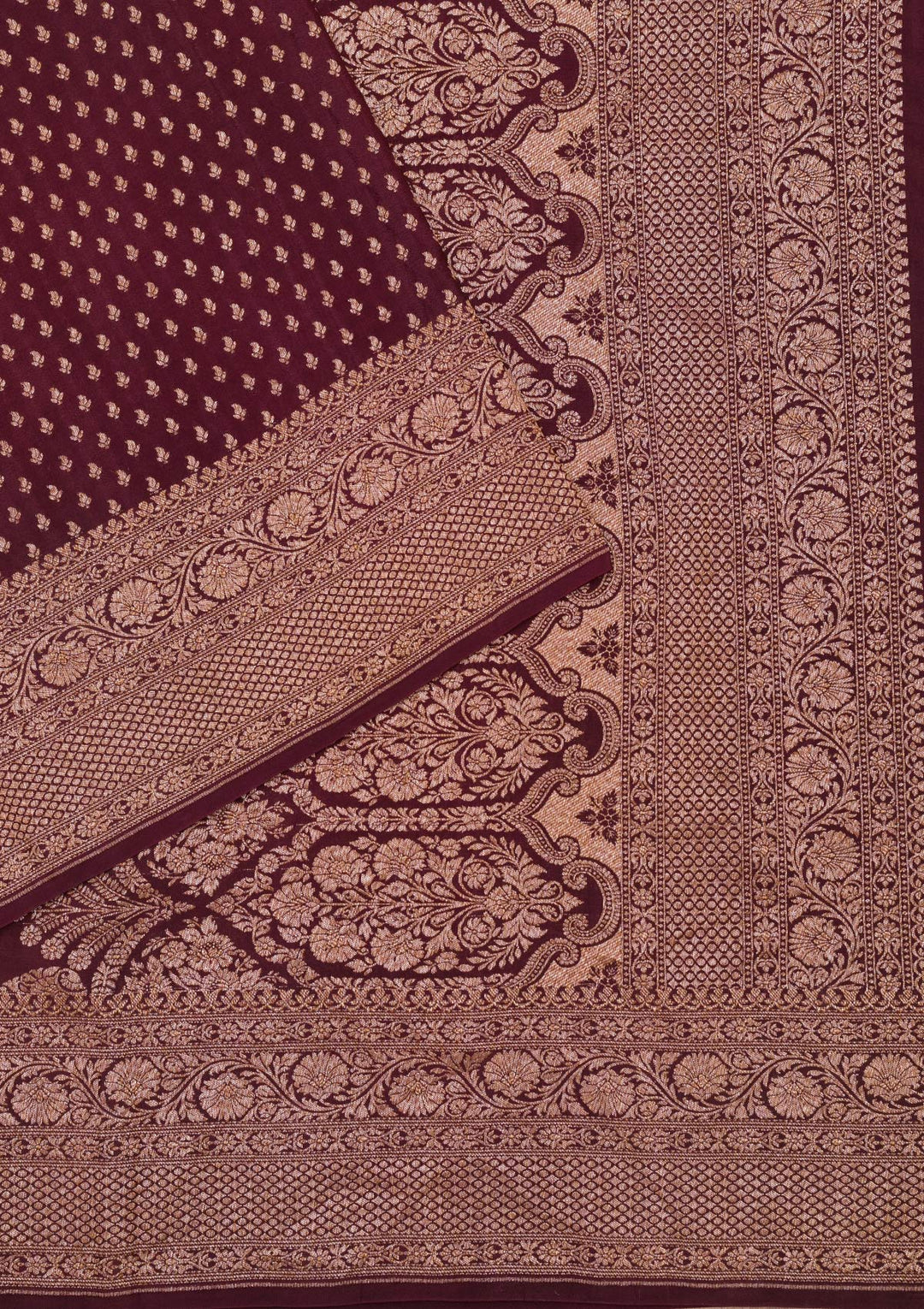 Maroon Zariwork Pure Silk Saree-Koskii