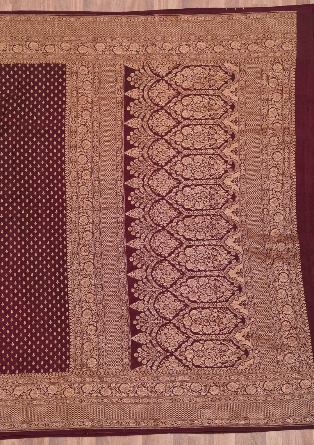 Maroon Zariwork Pure Silk Saree-Koskii