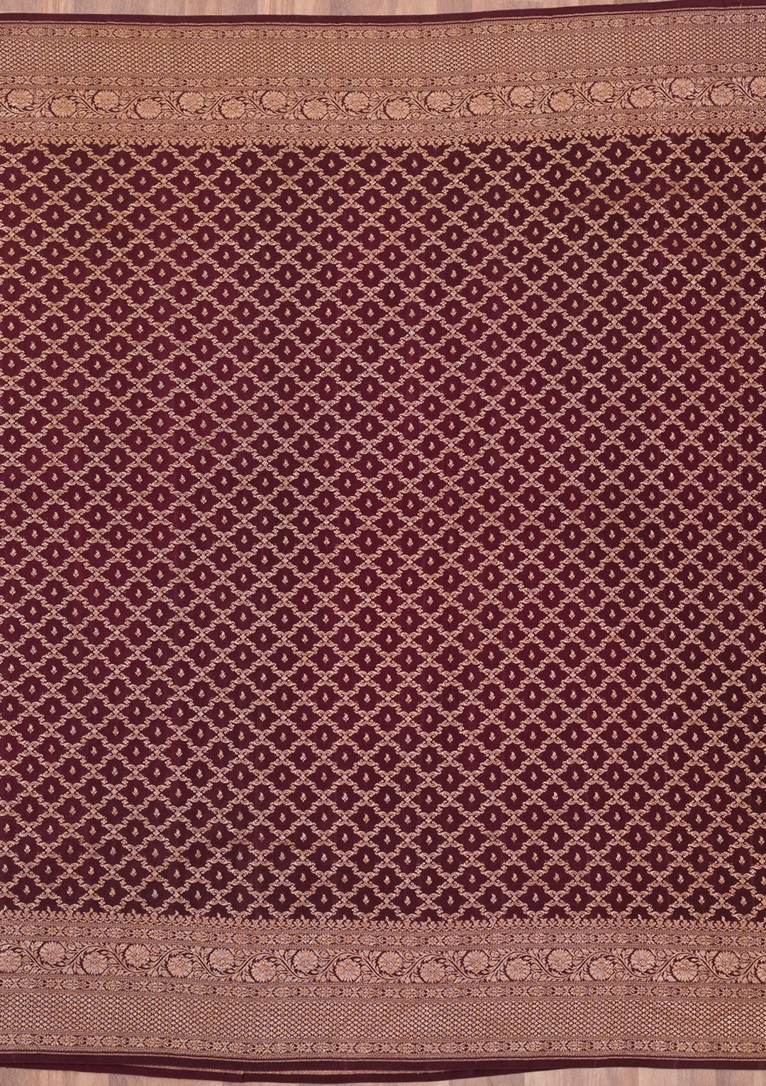 Maroon Zariwork Pure Silk Saree-Koskii